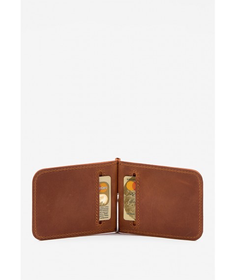 Leather money clip light brown vintage