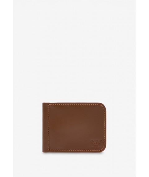 Leather money clip light brown