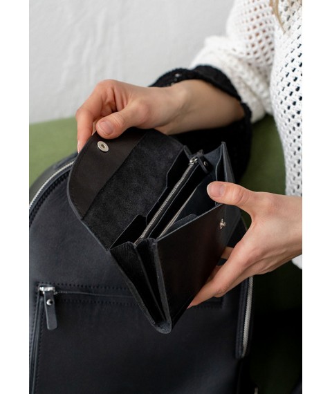 Leather wallet Smart Wallet black crust