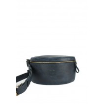 Leather belt bag dark blue vintage