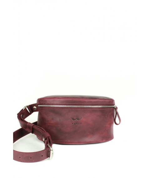 Vintage burgundy leather belt bag