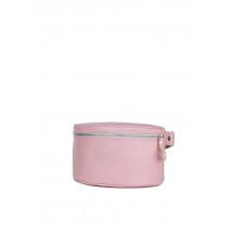 Женская кожаная поясная сумка розовая гладкая