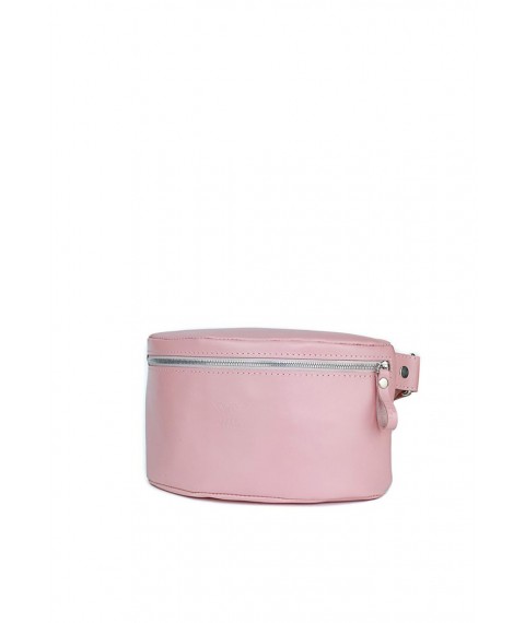 Women's leather belt bag pink smooth