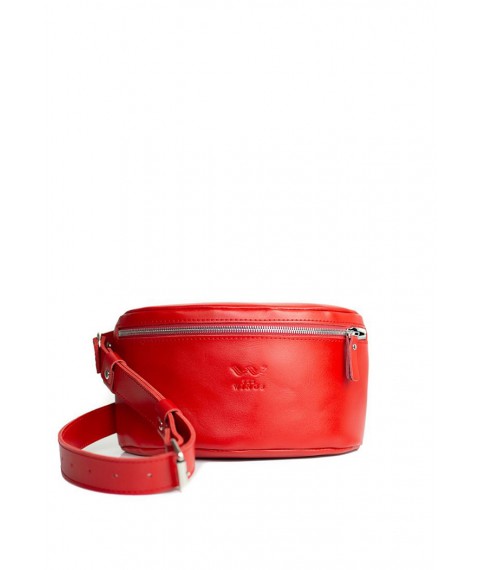 Leather belt bag red