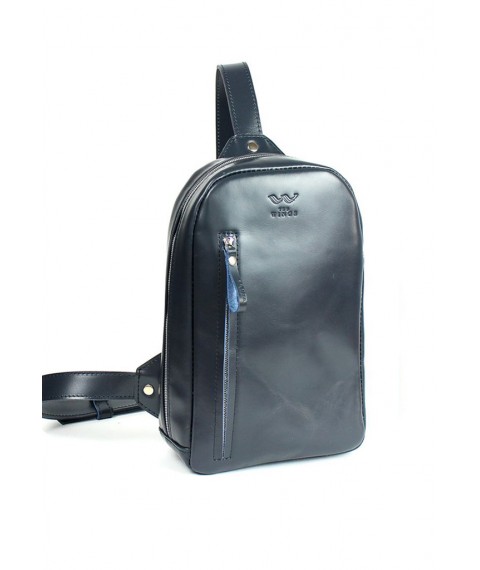 Мужская кожаная сумка Chest bag синяя