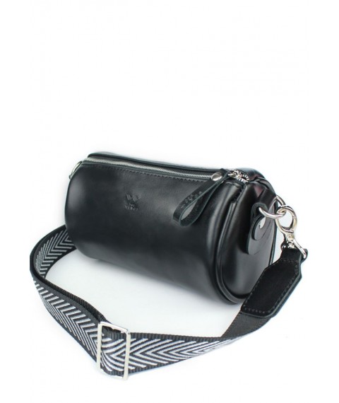Leather crossbody belt bag Cylinder black