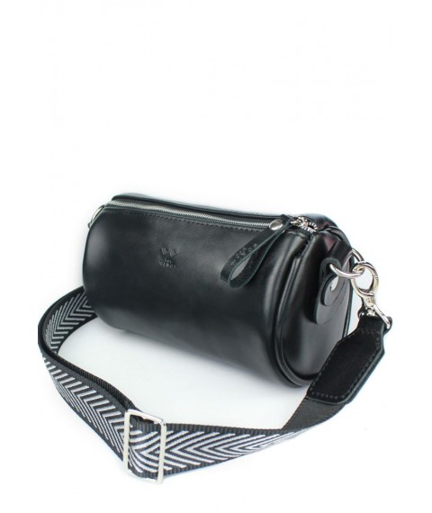Leather crossbody belt bag Cylinder black