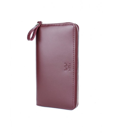 Leather wallet Keeper zip wine