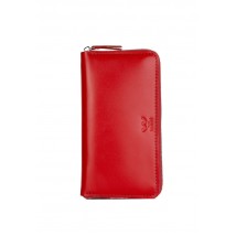 Leather wallet Keeper zip red