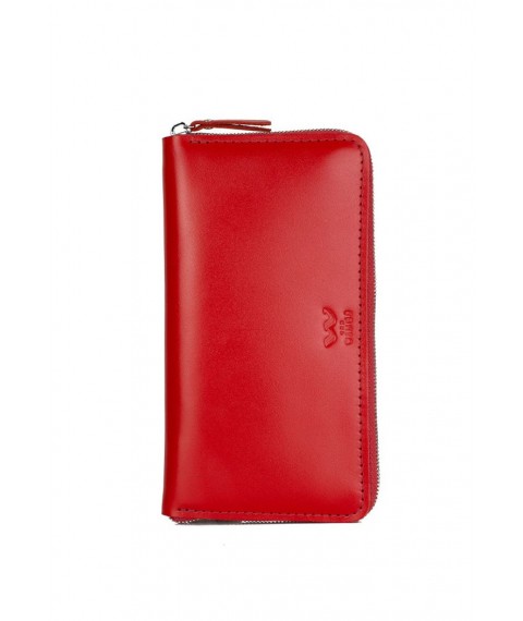 Leather wallet Keeper zip red