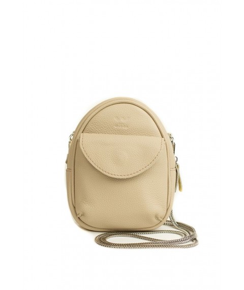 Leather women's mini bag Kroha beige flotar
