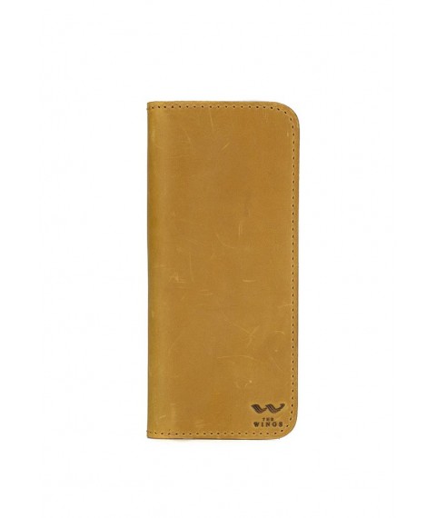 Middle yellow vintage leather wallet