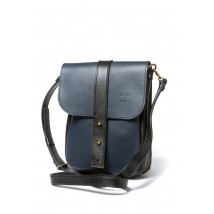 Мужская кожаная сумка Mini Bag сине-черная