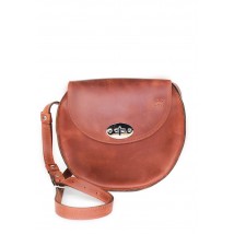 Женская кожаная сумка Круглая светло-коричневая винтажная