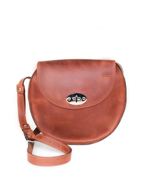 Women's leather bag Round light brown vintage