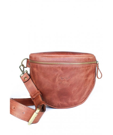 Leather crossbody belt bag Vacation light brown vintage