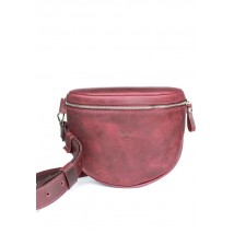 Leather crossbody belt bag Vacation burgundy vintage