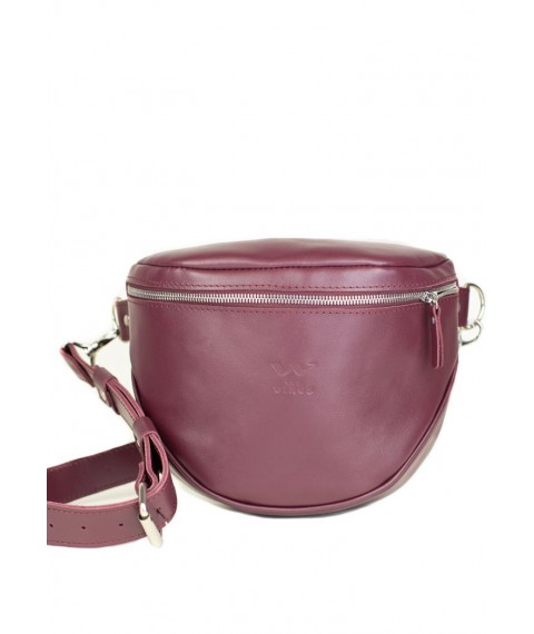 Leather crossbody belt bag Vacation burgundy