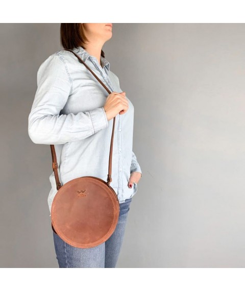 Women's leather bag Amy S light brown vintage