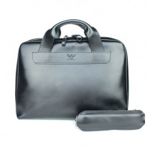 Leather business bag Attache Briefcase black