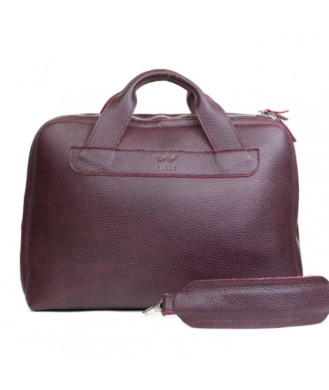 Leather business bag Attache Briefcase burgundy flotar