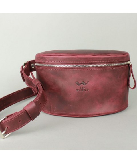 Vintage burgundy leather belt bag