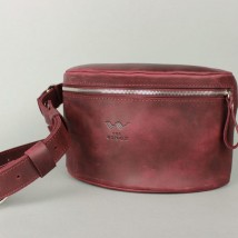 Vintage burgundy leather belt bag