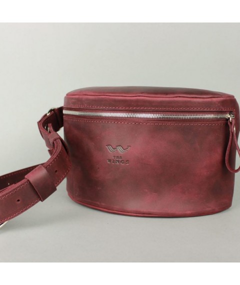 Vintage burgundy leather belt bag