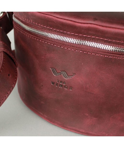 Vintage burgundy leather belt bag