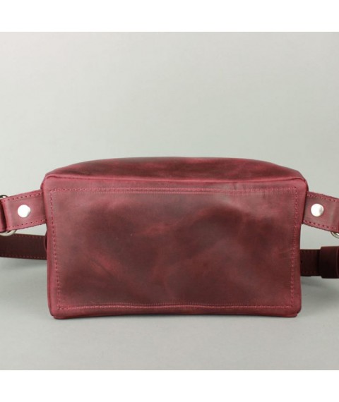 Vintage burgundy leather belt bag