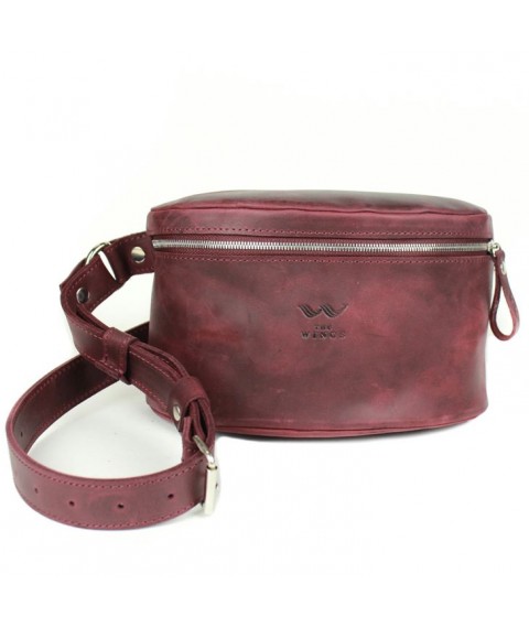 Vintage burgundy leather belt bag