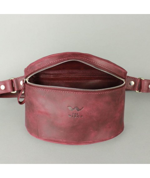 Vintage burgundy leather belt bag