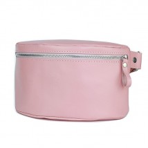 Women's leather belt bag pink smooth