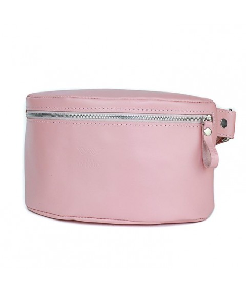Women's leather belt bag pink smooth