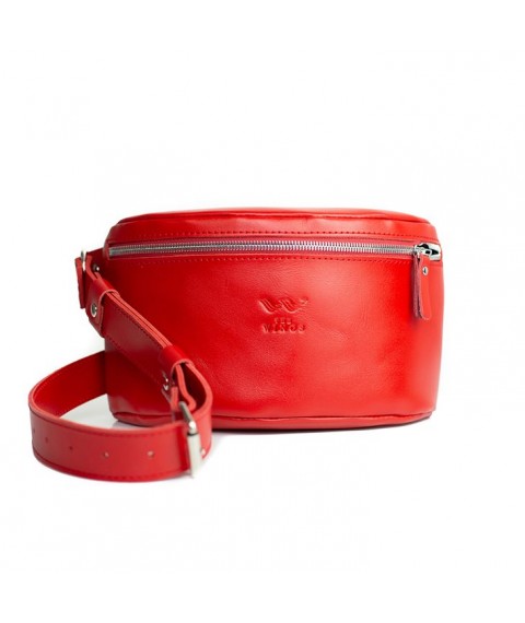 Leather belt bag red