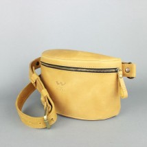 Кожаная поясная сумка желтая винтажная