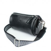 Leather crossbody belt bag Cylinder black