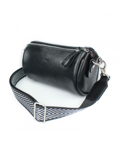Leather crossbody belt bag Cylinder black