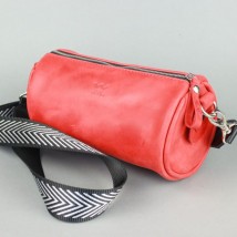 Leather crossbody belt bag Cylinder red vintage