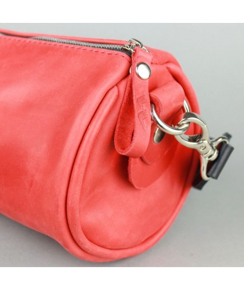 Leather crossbody belt bag Cylinder red vintage