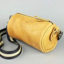 Кожаная сумка поясная-кроссбоди Cylinder желтая винтажная