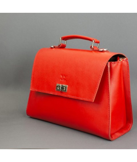 Women's leather bag Classic red