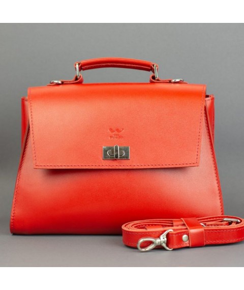Women's leather bag Classic red