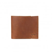 Mini leather wallet with coin holder light brown vintage