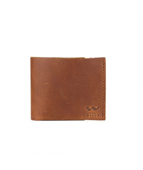 Mini leather wallet light brown vintage