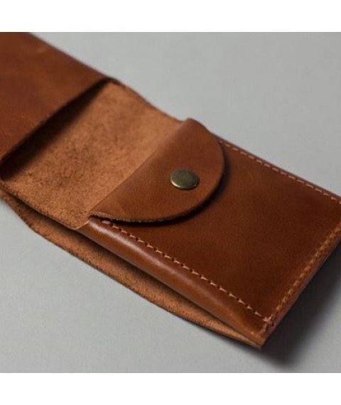 Mini leather wallet with coin holder light brown