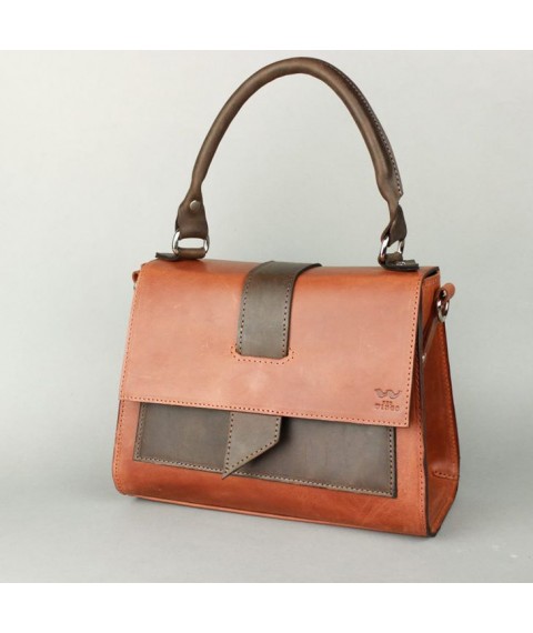 Women's leather bag Ester cognac brown vintage