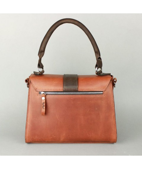 Women's leather bag Ester cognac brown vintage