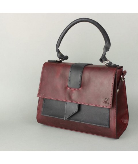 Women's leather bag Ester burgundy-blue vintage