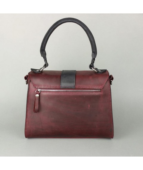 Women's leather bag Ester burgundy-blue vintage